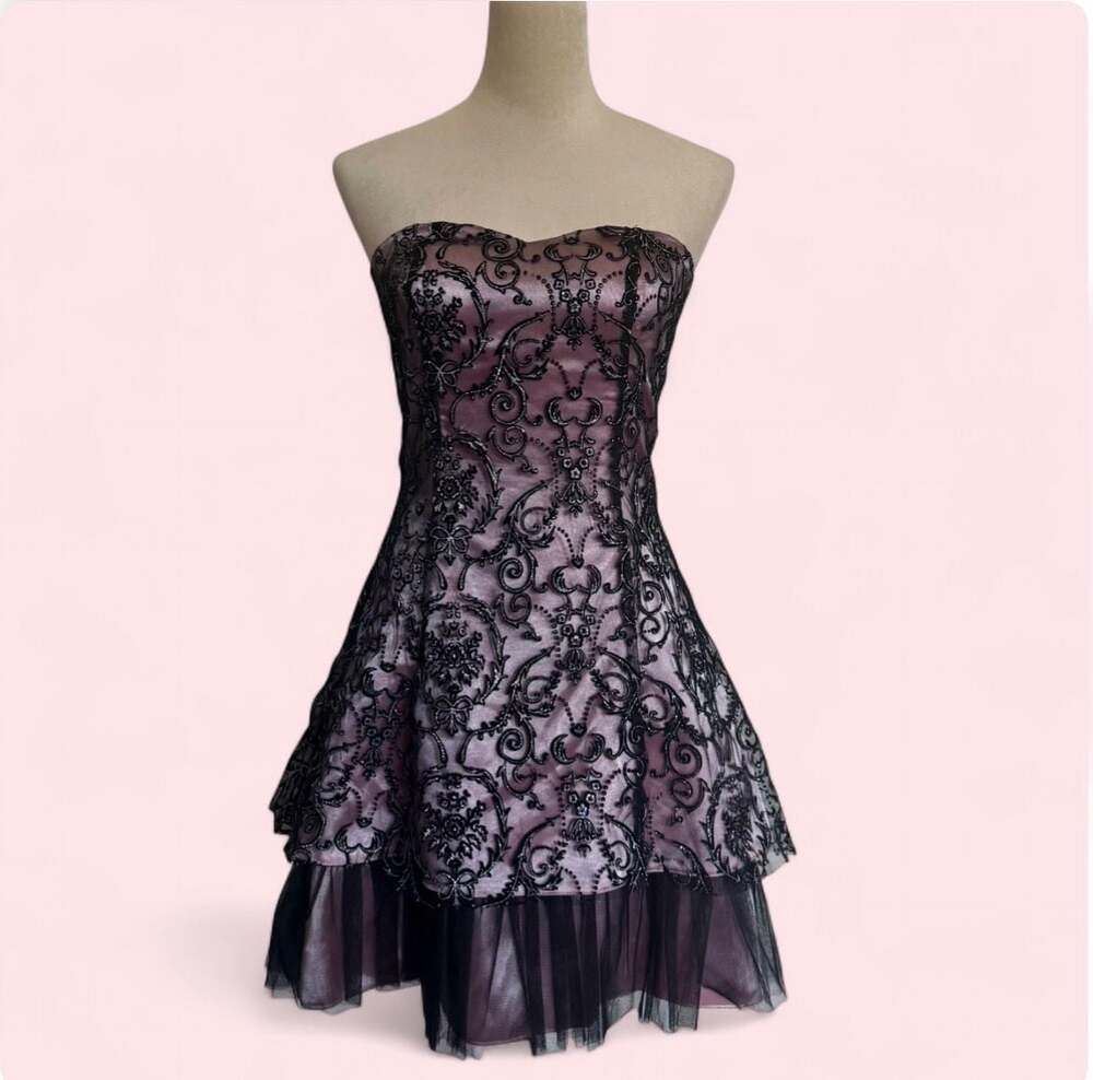 Whimsigoth black lace mini y2k dress